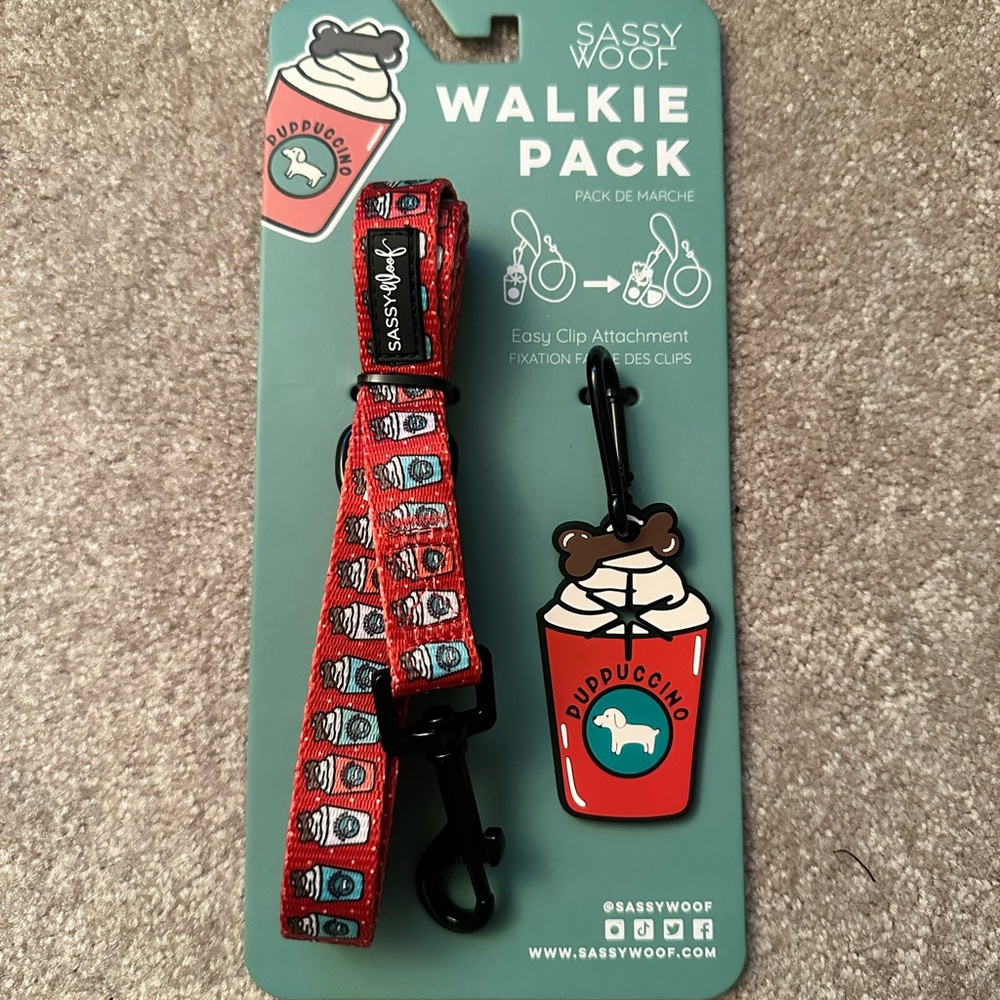 Sassy Woof- Walkie Pack- Fabric Dog/Animal Leash & Hands-Free Poop Bag Holder